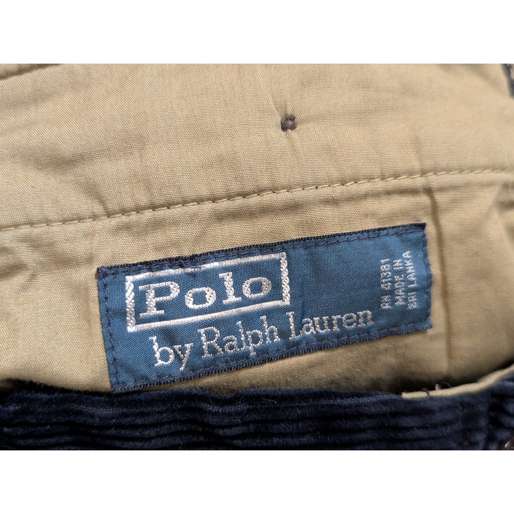 Polo Ralph Lauren Mens Navy Blue Wide Wale Corduroy Pleated Pants 38x30 Relaxed - Picture 7 of 9
